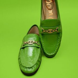 Sam Edelman Green Genuine Leather Bit Loafers